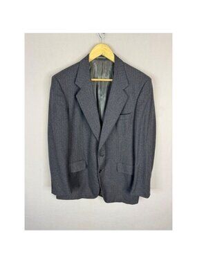 Samuelsohn Mens 44 Charcoal Gray Pinstripe Pure Virgin Wool Blazer Sport Coat